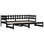 Sofá cama extraíble madera maciza de pino negro 2x(90x190) cm de vidaXL, Camas y somieres - Ref: Foro24-840393, Precio: 192,2...