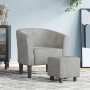 Sessel mit Hocker aus hellem grauem Samt von vidaXL, Sessel - Ref: Foro24-356449, Preis: 145,62 €, Rabatt: %
