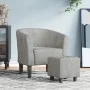 Sillón con taburete terciopelo gris claro by vidaXL, Armchairs - Ref: Foro24-356449, Price: 149,76 €, Discount: %