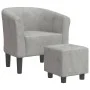 Sillón con taburete terciopelo gris claro by vidaXL, Armchairs - Ref: Foro24-356449, Price: 149,76 €, Discount: %