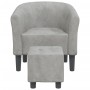 Sillón con taburete terciopelo gris claro by vidaXL, Armchairs - Ref: Foro24-356449, Price: 145,62 €, Discount: %