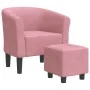 Sillón con taburete terciopelo rosa de vidaXL, Sillones - Ref: Foro24-356454, Precio: 190,24 €, Descuento: %