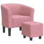 Sillón con taburete terciopelo rosa by vidaXL, Armchairs - Ref: Foro24-356454, Price: 193,56 €, Discount: %
