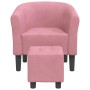 Sillón con taburete terciopelo rosa by vidaXL, Armchairs - Ref: Foro24-356454, Price: 193,56 €, Discount: %