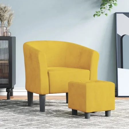 Sessel mit Hocker aus gelbem Samt von vidaXL, Sessel - Ref: Foro24-356456, Preis: 162,42 €, Rabatt: %