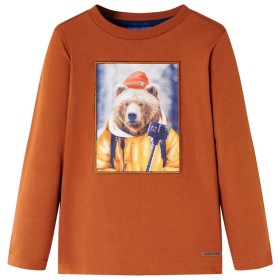 Camiseta de niños de manga larga estampado de oso 
