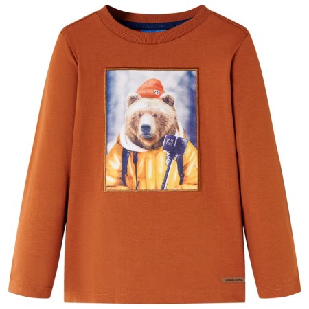Kinder langärmliges T-Shirt in geröstetem Orangefarben, Größe 128. von vidaXL, Kinder-T-Shirts - Ref: Foro24-12772, Preis: 8,...