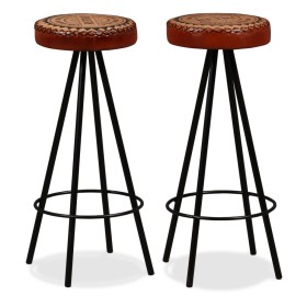 Kitchen bar stools 2 units genuine leather by vidaXL, Kitchen stools - Ref: Foro24-245447, Price: 148,84 €, Discount: %