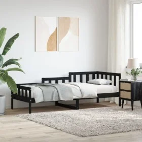 Sofá cama de madera maciza de pino negro 80x200 cm de vidaXL, Camas y somieres - Ref: Foro24-840369, Precio: 102,31 €, Descue...