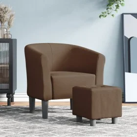Sessel mit Hocker, brauner Stoff von vidaXL, Sessel - Ref: Foro24-356435, Preis: 142,49 €, Rabatt: %