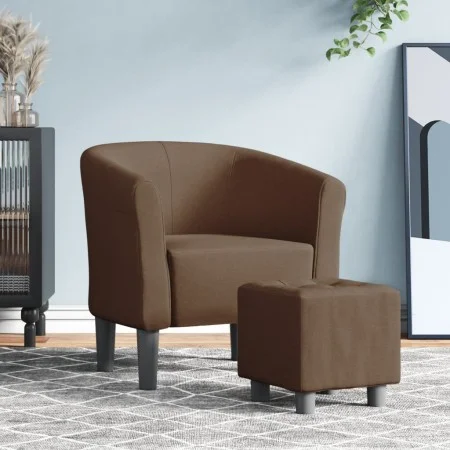 Sillón con taburete tela marrón by vidaXL, Armchairs - Ref: Foro24-356435, Price: 142,49 €, Discount: %