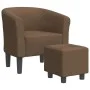 Sillón con taburete tela marrón by vidaXL, Armchairs - Ref: Foro24-356435, Price: 142,49 €, Discount: %