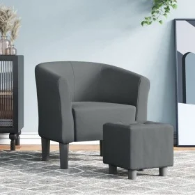 Sillón con taburete tela gris oscuro de vidaXL, Sillones - Ref: Foro24-356437, Precio: 134,01 €, Descuento: %