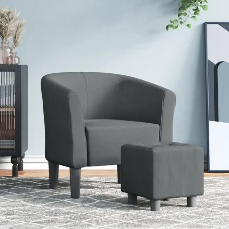 Sillón con taburete tela gris oscuro by vidaXL, Armchairs - Ref: Foro24-356437, Price: 134,01 €, Discount: %