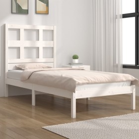 Estructura de cama sin colchón madera maciza blanca 75x190 cm Estructura de cama sin colchón madera maciza blanca 75x190 cm
