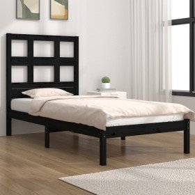 Estructura de cama madera maciza individual negra 75x190 cm Estructura de cama madera maciza individual negra 75x190 cm