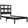 Estructura de cama madera maciza individual negra 75x190 cm