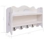Perchero de pared de madera blanco 50x10x30 cm