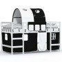 Kinderhochbett mit schwarz-weißem Kiefernholztunnel 90x200 cm von , Betten und Lattenroste - Ref: Foro24-3206994, Preis: 219,...