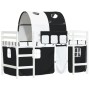 Kinderhochbett mit schwarz-weißem Kiefernholztunnel 90x200 cm von , Betten und Lattenroste - Ref: Foro24-3206994, Preis: 219,...