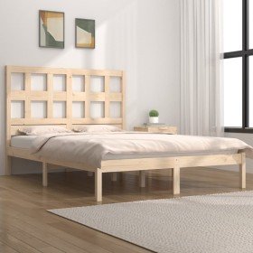 Estructura de cama sin colchón madera maciza de pino 135x190 cm Estructura de cama sin colchón madera maciza de pino 135x190 cm
