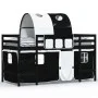 Cama alta niños con túnel madera pino blanco negro 90x200 cm de , Camas y somieres - Ref: Foro24-3206997, Precio: 216,18 €, D...