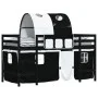 Cama alta niños con túnel madera pino blanco negro 90x200 cm de , Camas y somieres - Ref: Foro24-3206997, Precio: 216,18 €, D...