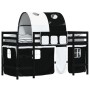 Children's loft bed with black white pine wood tunnel 90x200 cm by , Beds and slatted bases - Ref: Foro24-3206997, Price: 217...