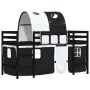Cama alta niños con túnel madera pino blanco negro 90x200 cm de , Camas y somieres - Ref: Foro24-3206997, Precio: 216,18 €, D...