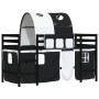 Children's loft bed with black white pine wood tunnel 90x200 cm by , Beds and slatted bases - Ref: Foro24-3206997, Price: 217...