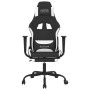 Silla gaming con reposapiés tela negro y blanco