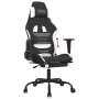 Silla gaming con reposapiés tela negro y blanco
