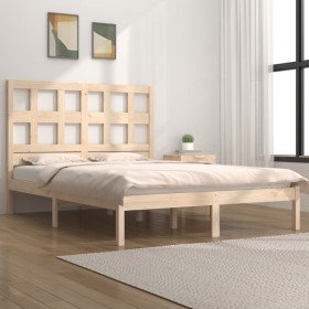 Estructura de cama sin colchón madera maciza de pino 200x200 cm Estructura de cama sin colchón madera maciza de pino 200x200 cm