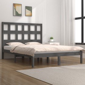 Estructura de cama de madera maciza de pino gris 200x200 cm en Camas y somieres | Comprar online en Foro24