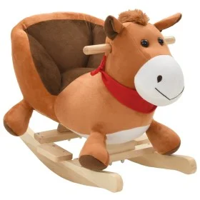 Stuffed rocking horse with brown backrest 60x32x50 cm by vidaXL, Rocking and Swinging Toys - Ref: Foro24-80221, Price: 96,51 ...