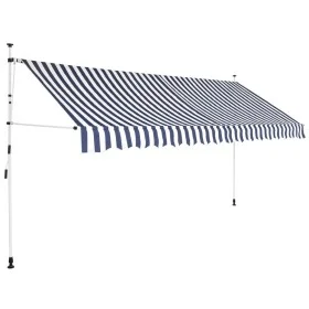 Manual retractable awning 400 cm blue and white striped by vidaXL, Awnings - Ref: Foro24-43224, Price: 85,46 €, Discount: %