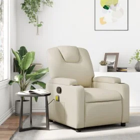 Sillón reclinable de masaje cuero sintético crema by , Armchairs - Ref: Foro24-372397, Price: 230,90 €, Discount: %