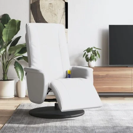 Sillón reclinable masaje con reposapiés cuero sintético blanco by , Armchairs - Ref: Foro24-356518, Price: 232,77 €, Discount: %