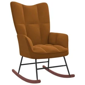 Brauner Samt-Schaukelstuhl von , Schaukelstühle - Ref: Foro24-328147, Preis: 117,52 €, Rabatt: %