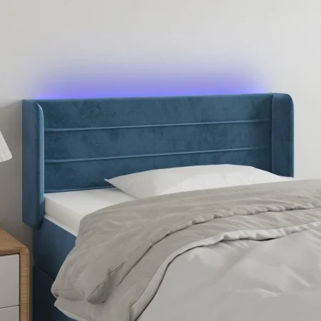 LED-Kopfteil aus dunkelblauem Samt, 93 x 16 x 78/88 cm von , Kopf- und Fußteile - Ref: Foro24-3123416, Preis: 56,80 €, Rabatt: %