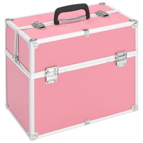 Maletín de maquillaje aluminio rosa 37x24x35 cm