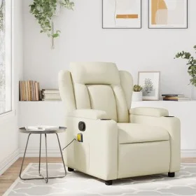 Cream Synthetic Leather Massage Recliner by , Armchairs - Ref: Foro24-372435, Price: 268,80 €, Discount: %