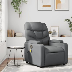 Sillón de masaje reclinable cuero sintético gris de , Sillones - Ref: Foro24-372475, Precio: 221,20 €, Descuento: %