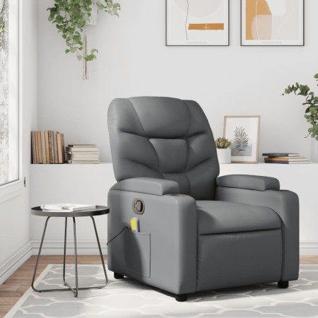 Gray synthetic leather reclining massage chair by , Armchairs - Ref: Foro24-372475, Price: 221,20 €, Discount: %