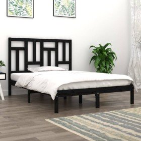 Estructura de cama de madera maciza de pino negro 200x200 cm Estructura de cama de madera maciza de pino negro 200x200 cm