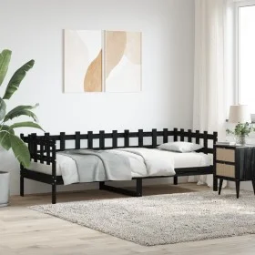 Sofá cama de madera maciza de pino negro 80x200 cm de , Camas y somieres - Ref: Foro24-840378, Precio: 96,67 €, Descuento: %