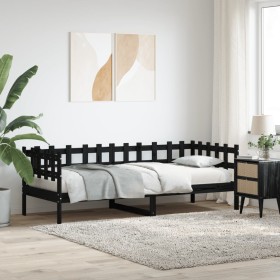 Sofá cama de madera maciza de pino negro 80x200 cm