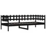 Solid black pine wood sofa bed 80x200 cm by , Beds and slatted bases - Ref: Foro24-840378, Price: 96,67 €, Discount: %