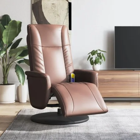 Brown synthetic leather massage recliner with footrest by , Armchairs - Ref: Foro24-356514, Price: 232,77 €, Discount: %
