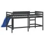 Kinderhochbett mit Rutsche aus schwarzem Massivholz 90x190 cm von , Betten und Lattenroste - Ref: Foro24-835912, Preis: 189,3...